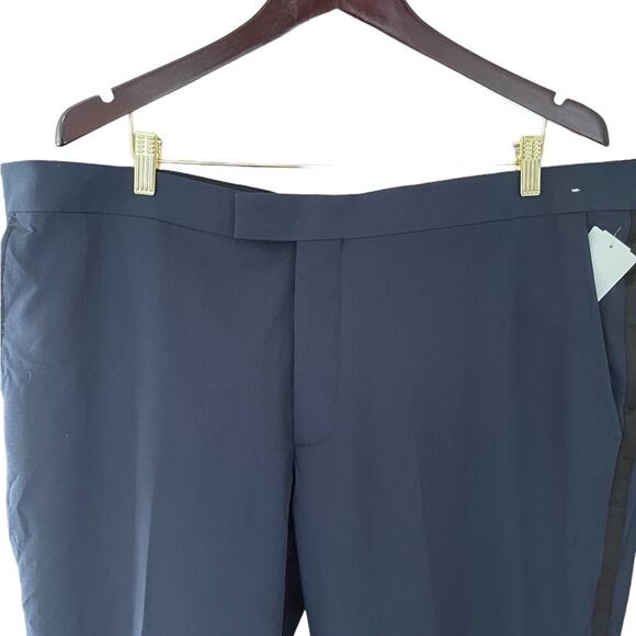 Nordstrom Rack Mens Trim Fit Navy Blue Tuxedo Dress Pants Size 42 NWT Raw Hem - Picture 6 of 14
